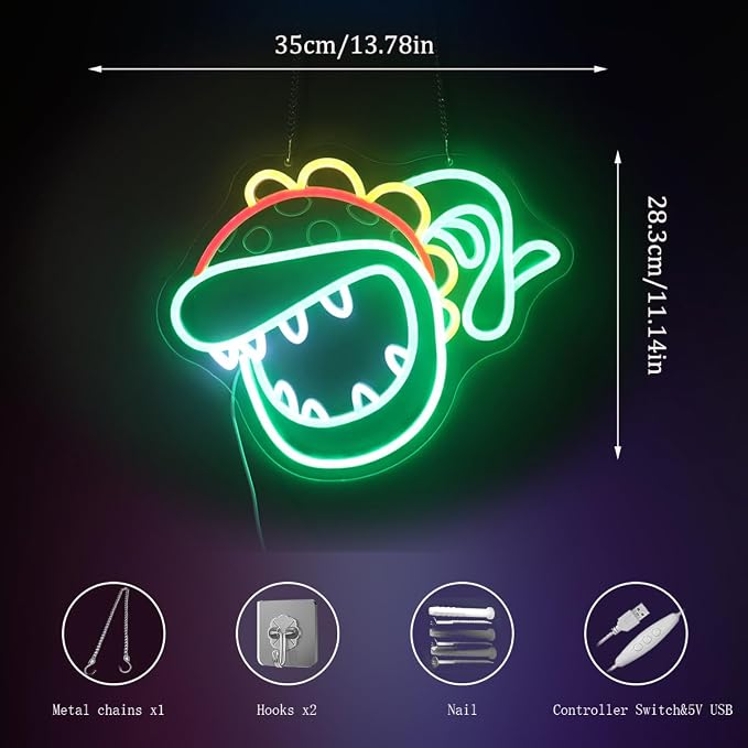 Gaming Flower Neon Sign for Kids Bedroom Game Room, LED Anime Wall Art for Gaming Setup, Man Cave, Dorm Decor, Dimmable USB, Awesome Gift for Gamers Teens, Boys, Kids - Image 4