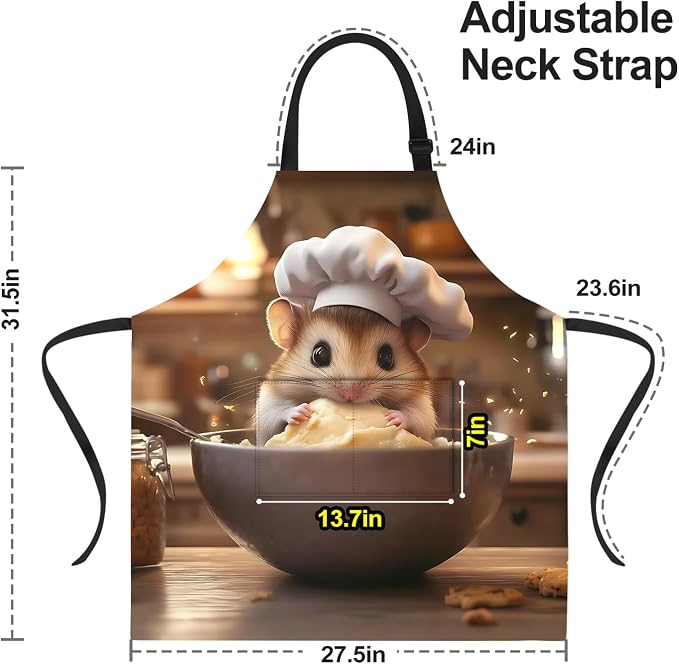 Funny Cat Apron with 2 Pockets Waterproof for Men Women Kitchen Garden Decor - Image 2