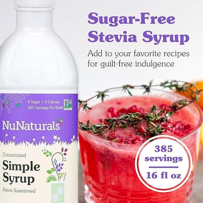 NuNaturals Stevia Simple Syrup, Sugar-Free Sweetener, Plant-Based Sugar Substitute, Zero Calorie, 16 oz - Image 3