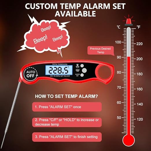 Meat Thermometer Digital, Instant Read Food Thermometer with Dual Probe, Backlight LCD Display, Calibration Function, Kitchen Accessories for BBQ Grill, Gift for Men Birthday, Dad & Mom