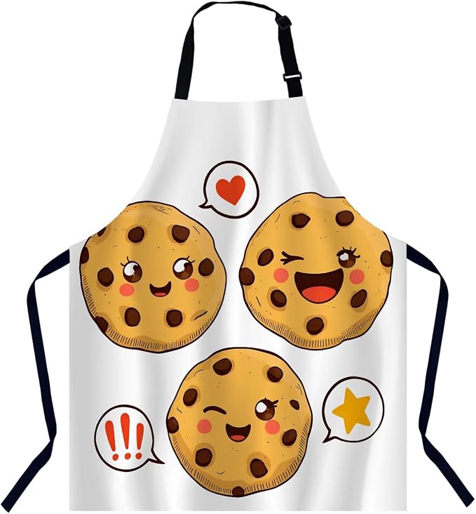 Cute Cookies with Chocolate Chips Bib Apron with Adjustable Neck for Men Women,Suitable for Kitchen Cooking Chef Grill Bistro BBQ Apron by Unknown