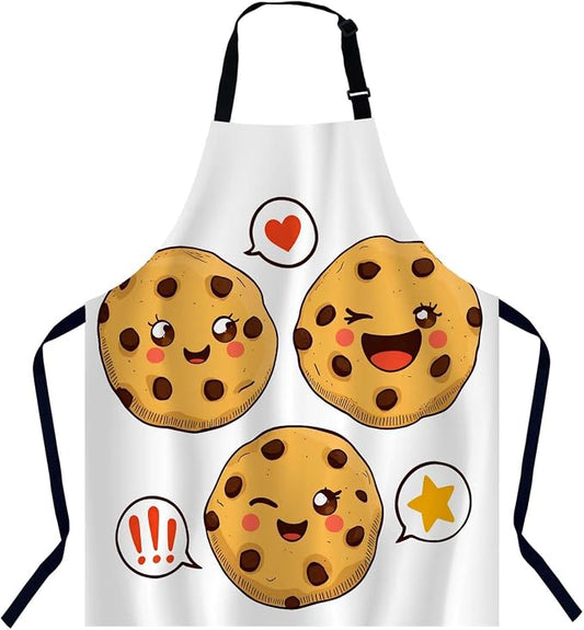 Cute Cookies with Chocolate Chips Bib Apron with Adjustable Neck for Men Women,Suitable for Kitchen Cooking Chef Grill Bistro BBQ Apron by Unknown