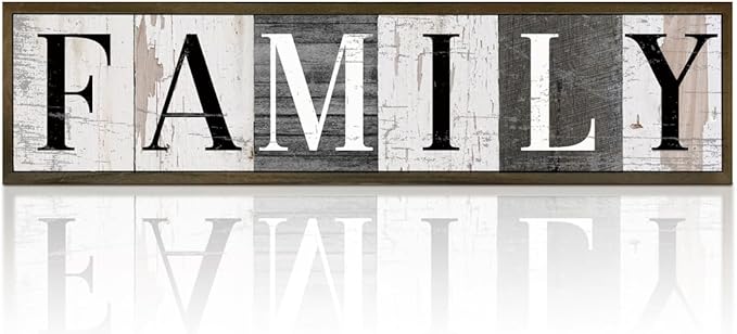 WKYAER Vintage Family Sign, Family Wooden Box Sign for Wall, Rustic Hanging Signs and Plaques, Families Room Decor, Home Decor for Table Shelf, Farmhouse Wood Decoration 17.8x4x1.2 inches by WKYAER