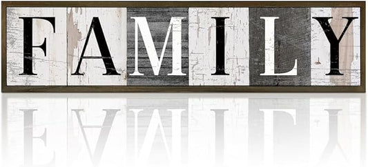 WKYAER Vintage Family Sign, Family Wooden Box Sign for Wall, Rustic Hanging Signs and Plaques, Families Room Decor, Home Decor for Table Shelf, Farmhouse Wood Decoration 17.8x4x1.2 inches by WKYAER