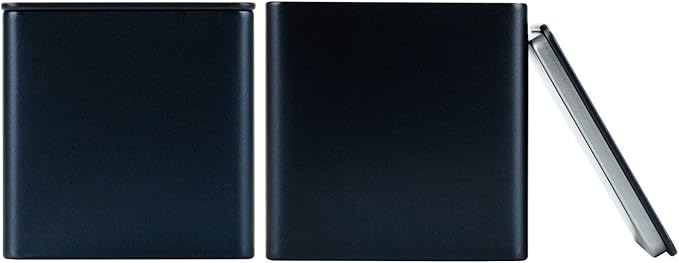 Colorful Square Tin Can Empty Cube Steel Box Storage Container for Treats, Gifts, Favors, Loose Tea, Coffee and Crafts, Mini Portable Small Storage Kit (Black, 2-Small)