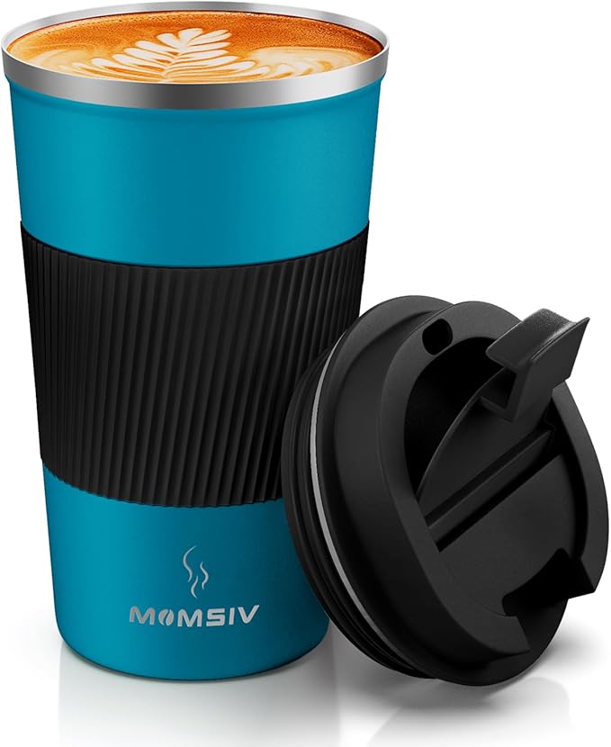 MOMSIV 17oz Travel Mug, Insulated Coffee Cup with Leakproof Lid, Vacuum Stainless Steel Double Walled Reusable Tumbler for Hot and Cold Water Coffee and Tea In Travel and Car