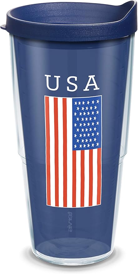 Tervis Americana USA Flag Made in USA Double Walled Insulated Tumbler Travel Cup Keeps Drinks Cold & Hot, 24oz, Classic