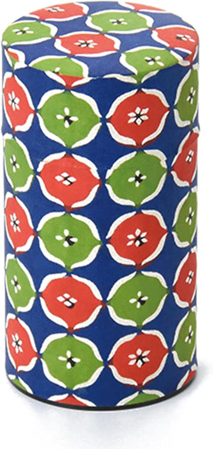 Japanese Pokkan Matcha Coffee Spice Tea Tin Canister Washi Paper Storage with Lid 7.05 oz Capacity (Hanamonyo)