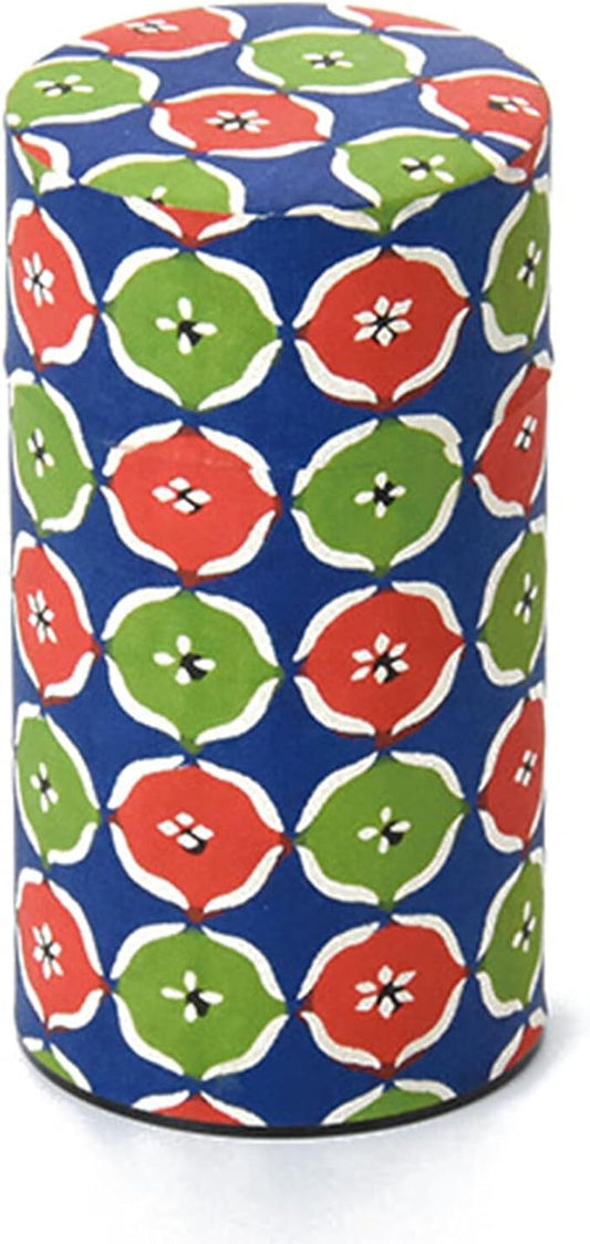 Japanese Pokkan Matcha Coffee Spice Tea Tin Canister Washi Paper Storage with Lid 7.05 oz Capacity (Hanamonyo)
