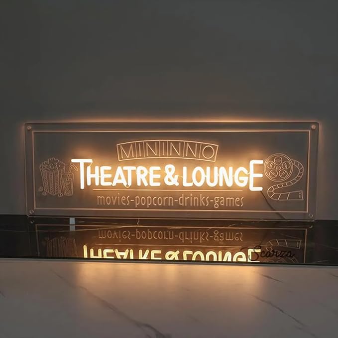 Custom Theatre & Lounge Neon Sign, Personalized Home Theater LED Neon Light, Movie Room Decor Neon Sign for Wall, Game Room, Man Cave, Home Cinema, Birthday & Housewarming Gift