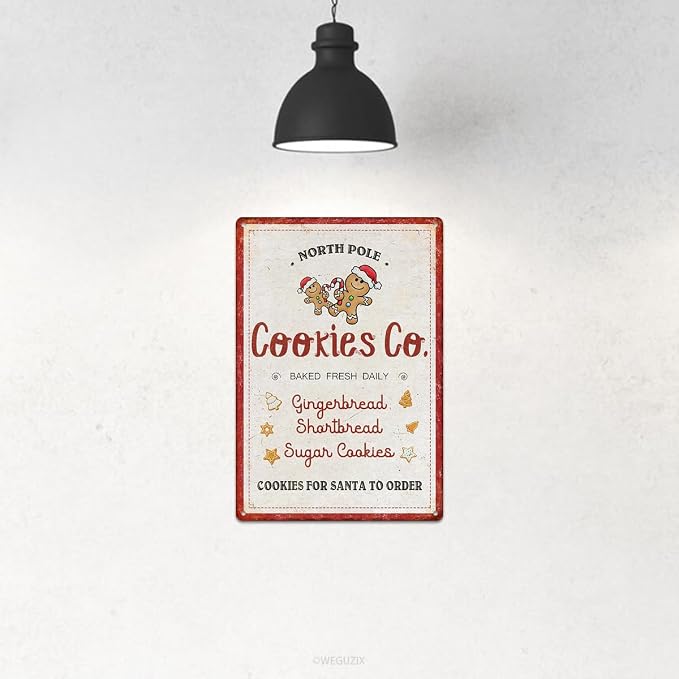 Christmas Signs Home Decor Vintage Art Poster Metal Hanging Plaque Kitchen Cafe Bar Farmhouse Porch Yard Outdoor Indoor Decorations Funny Xmas Gift 8X12 Inch (Cookies Co. Gingerbread Sign) - Image 4