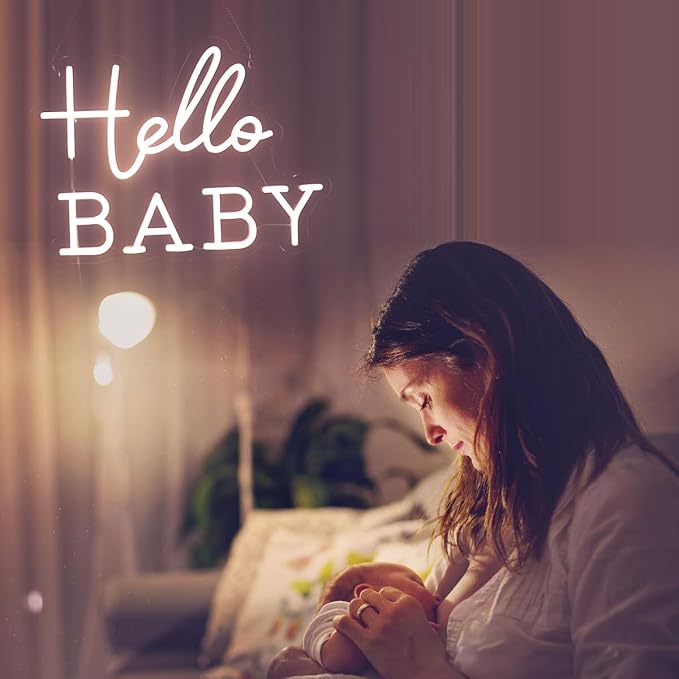 Hello Baby Neon Signs Led Gender Reveal Party Welcome Decorations Neon Letters Signs Pregnancy Announcement Party Supplies Baby Shower Yard Signs(warm white) - Image 4
