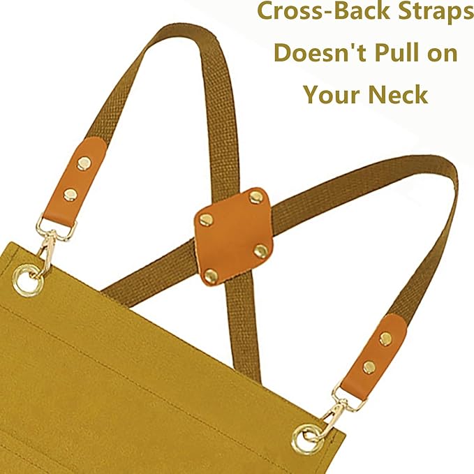 AFUN Aprons for Women Men with Large Pockets, 12-Ounce Cotton Canvas Cross Back Apron - Image 4