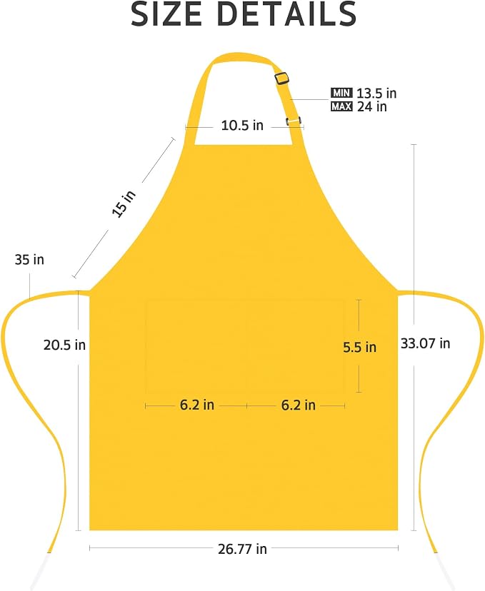 Syntus Chef Apron for Men Women with Pockets, Thick Grilling BBQ Apron | Machine Washable, Thick & Soft, Full Coverage, Adjustable Strap, Long Ties, 2 Pockets, Multi-Purpose, BBQ, Gift - Image 2