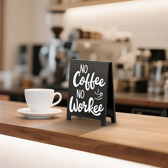 No Coffee No Workee Desk Decor Sign Retro Coffees Shop Table Display for Coffee Station Home Office Kitchen Bar Cafe Counter Bookshelf Christmas Gift for Coffees Lovers Barista Friends