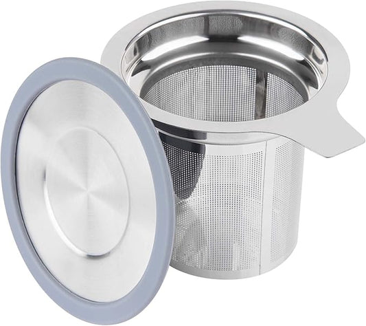 Vaincre Extra Fine Mesh Tea Infuser/Strainer, Stainless Steel Loose Leaf Tea Steeper/Diffuser with Large Capacity Basket and Lid, Fits Teapots, Mugs, Cups