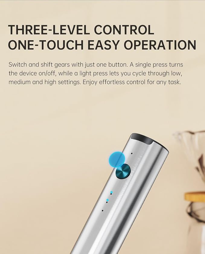Handheld Milk Frother Wand Rechargeable - Double Whisk Milk Frother Handheld - 3 Speed Levels - Coffee Stirrers Electric (Upgraded - Stainless Steel without Stand)