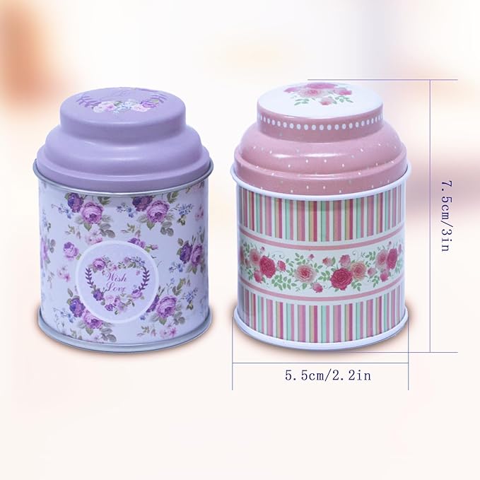 TooGet Elegant Metal Tinplate Empty Tins, Shabby Chic Mini-boxes for DIY Candles, Dry Storage, Spices, Tea, Candy, Party Favors, and Gifts (Cylinder 6-Pack)