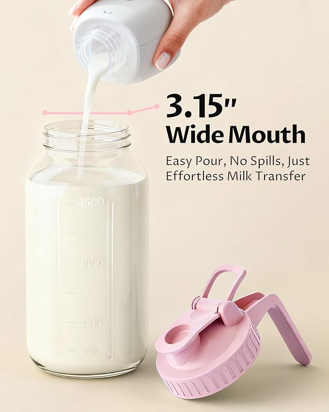 64oz Glass Breast Milk Pitcher with Lid – Leak-Proof & Airtight Formula Breastmilk Pitcher, 1/2 Gallon Storage Container for Breastmilk, Formula, and Milk
