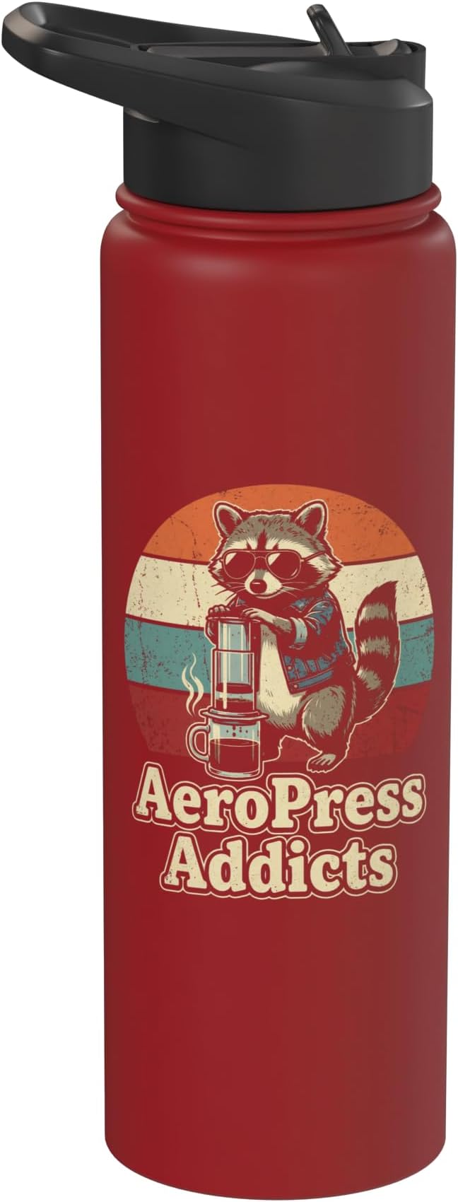 Retro Raccoon Coffee Lover Shirts AeroPress Addicts Stainless Steel Insulated Water Bottle