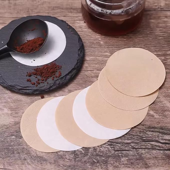 Coffee Replacement Paper Filter 500 Count Unbleached Coffee Filter Paper Round Coffee Maker Filters Compatible with Aerobie Aeropress Coffee and Espresso Makers Disposable Coffe Tea Filters (Brown)
