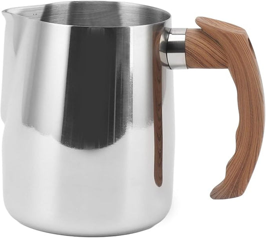 Milk Frothing Pitcher, 20/34oz Stainless Steel Steaming Pitchers Scale Coffee Milk Frother Cup Espresso Machine Accessories Barista Tools for Cappuccino Latte Art (34oz-Silver)