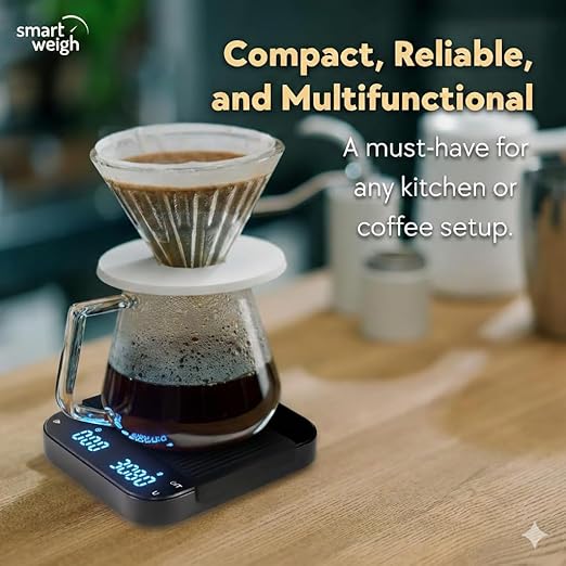 Smart Weigh Coffee Scale with Timer, Precision Espresso & Tea Digital Scale, Espresso Machine Accessories for Pour-Over Coffee, Travel Food Scale, LED Display, Rechargeable USB-C - 3kg/0.1g