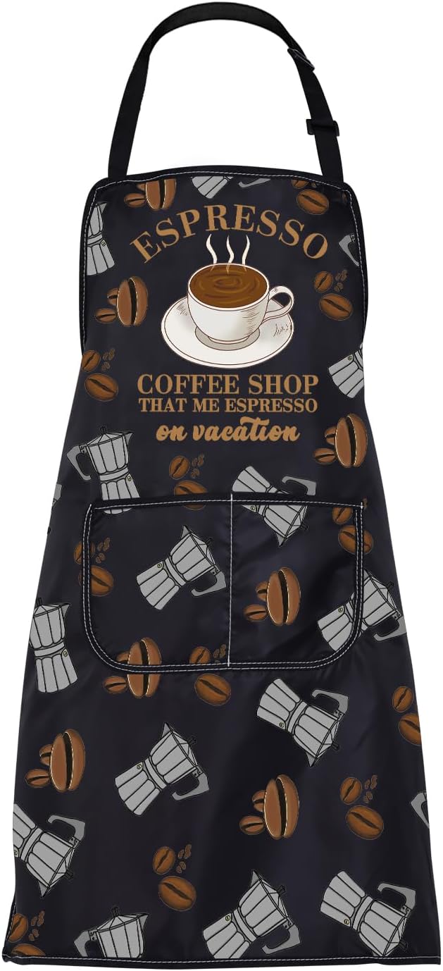 Coffee Barista Apron Coffee Gifts barista lover gifts Coffeees Themed Aprons Espresso Aprons Server Apron With Pockets by BNQL