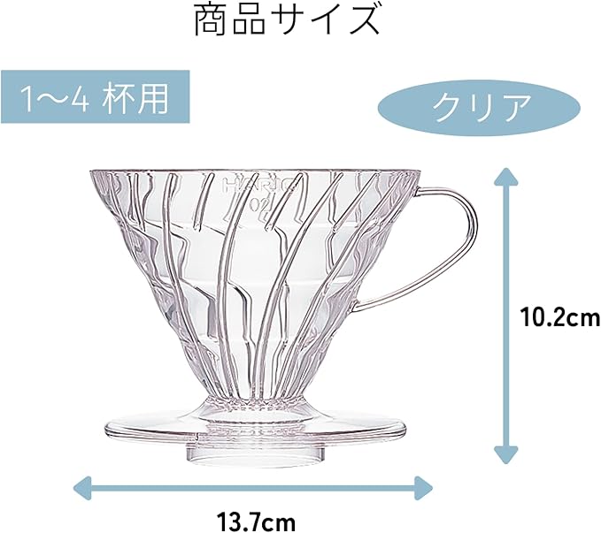 Hario V60 Plastic Coffee Dripper, 02, Clear