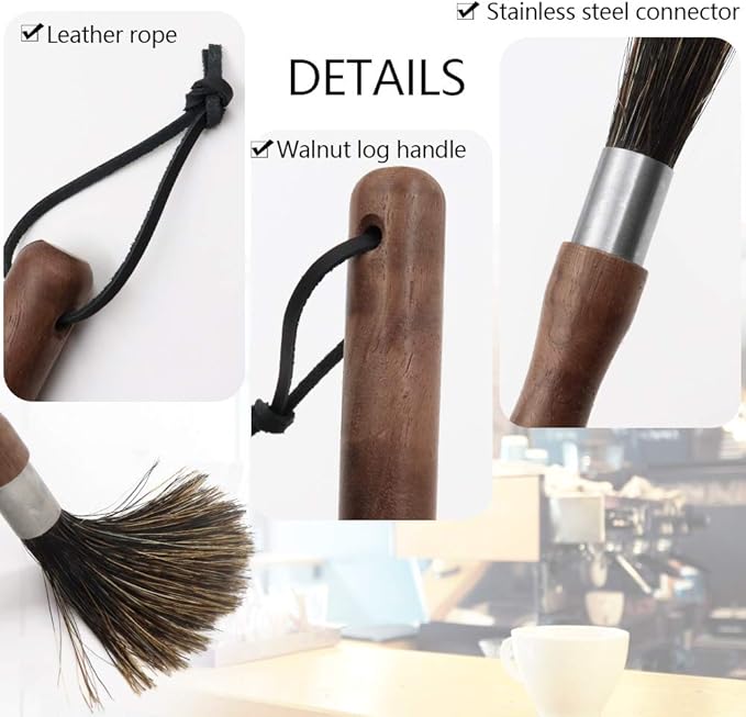 Coffee Grinder Brush, Machine Cleaning Espresso Cleaner, Maker Cleaner Tool with Storage Bag, Wooden Handle