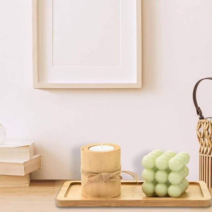 Bamboo Soap Dispenser Tray, Bathroom & Kitchen Sink Tray - Square, Ideal for Jewelry & Cosmetics - Bathtub Organizer