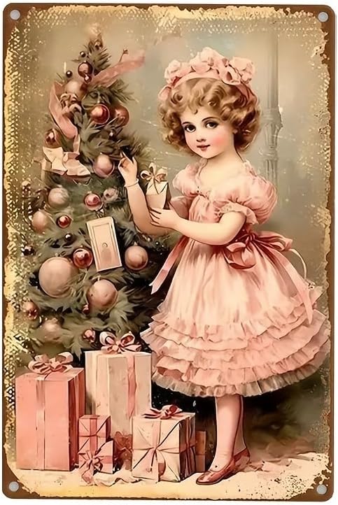 Vintage Chic Christmas Iron Metal Sign 8" x 12" - Festive Holiday Wall Art for Home, Kitchen, Garden, Cafe, Office Decor, Gauged Steel, Pre-Drilled, Weather Resistant by Unknown