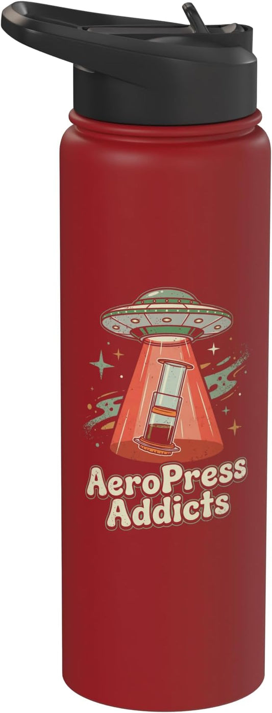 UFO AeroPress Funny Coffee Shirts Sci-Fi AeroPress Brewing Stainless Steel Insulated Water Bottle