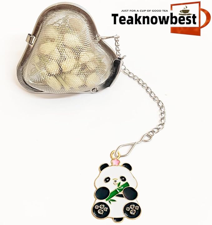 Tea infusers, loose tea strainer, Heart shaped tea ball + cute animal pendant, reusable tea steeper makes afternoon tea meaningful (2, panda)