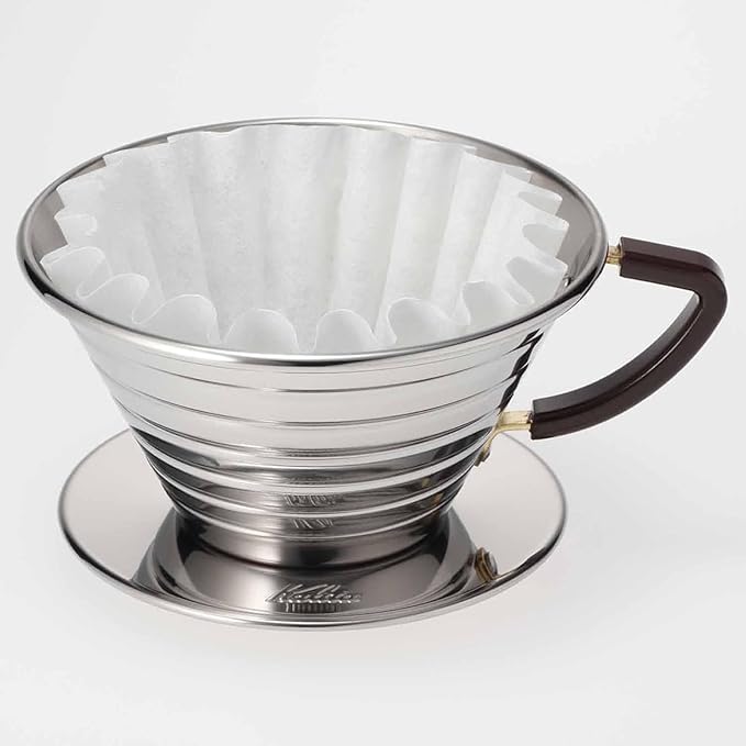 Carita Kalita Stainless Steel Coffee Dripper Wave Series - 2-4 People, 185S, Made in Japan, For 2-4 Cups