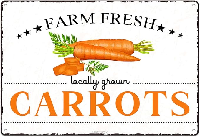 Vintage Carrots Metal Signs Wall Decor Funny Vegetables Art Poster Decorative for Home Farmhouse Kitchen Garden Cafe Bar Farm Porch Fence Yard 12X8 Inch Aluminium Hanging Plaque by WEGUZIX