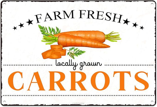Vintage Carrots Metal Signs Wall Decor Funny Vegetables Art Poster Decorative for Home Farmhouse Kitchen Garden Cafe Bar Farm Porch Fence Yard 12X8 Inch Aluminium Hanging Plaque by WEGUZIX