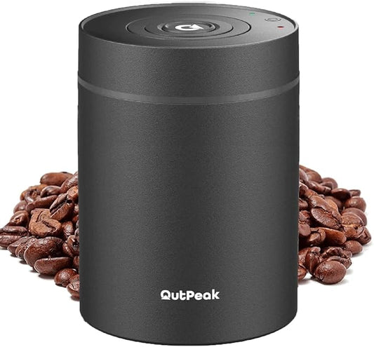 OUTPEAK Neo 2026 Auto Vacuum Coffee Canister, 0.75L Capacity for 10.58oz of Coffee Beans, One-Button Operation, Stainless Steel Food Storage Container with Scoop Black (Champion's Choice)