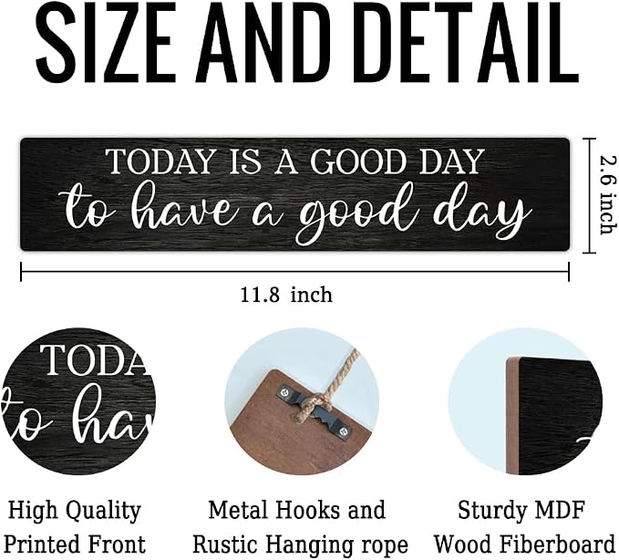AGMDESIGN Today Is a Good Day to Have a Good Day Wooden Sign, Motivational Wall Home Decor for Door, Farmhouse Office Bedroom Kitchen Cafe Shop Hanging Wood Plaque, Positive Gifts for Friend Coworker - Image 2