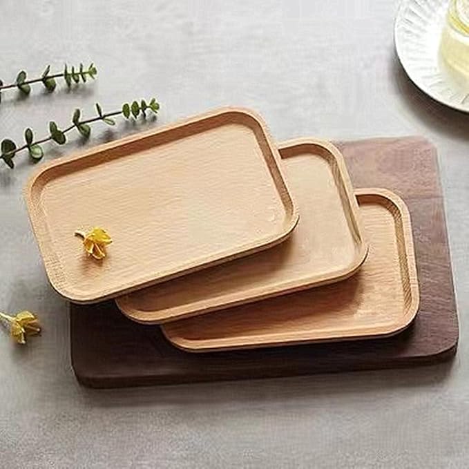 6 Pack 8 x 5 Inches Serving Platter Tray, Tray Cheese Plate Rectangular Platter for Fruit, Appetizer, Bread,Rectangular Avoid Sliding and Spilling Food (Wood Trays x 6Pack)