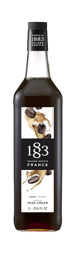 1883 Irish Cream Syrup for Drinks, 1 Liter Plastic Bottle