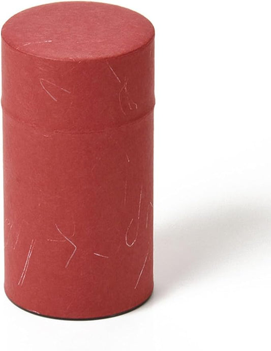 Japanese Pokkan Matcha Coffee Spice Tea Tin Canister Washi Paper Storage with Lid 7.05 oz Capacity (Unryugami Red)