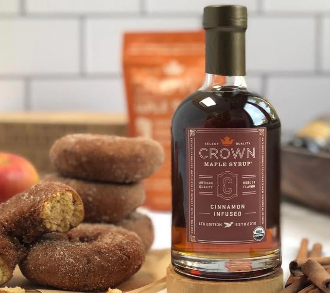 Crown Maple Certified Organic Cinnamon Infused Maple Syrup, Pure, Non-GMO Pairs well with Pancakes, Flavor Cocktails, Sticky Buns, Waffles, 12.7 Fl Oz (Pack of 1) - Image 2