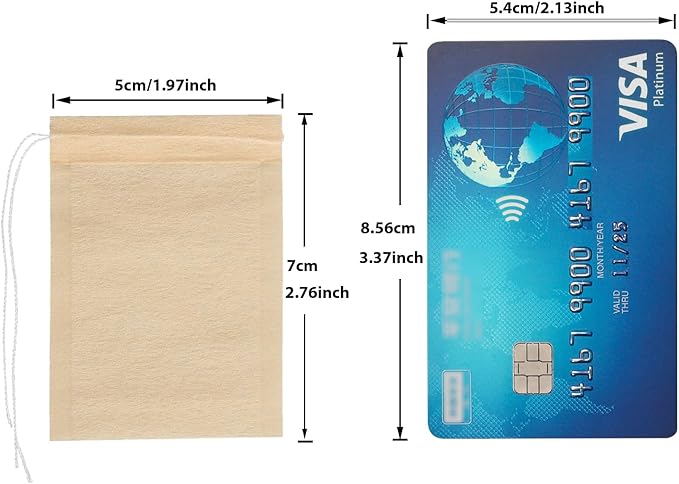 Eketirry 100pcs Disposable Tea Bags for Loose Tea, Small Empty Tea Bag with Wood Pulp Material, Unbleached Tea Filter Bag with Drawstring (Initial, 1.97 x2.76 inch)
