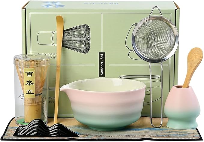 7matcha whisk set - 1Matcha Bowl ，1 matcha whisk, 8pcs matcha kit Gradient matcha set