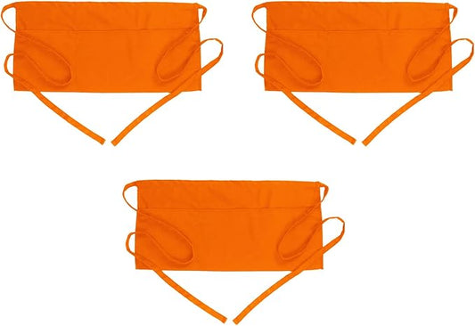 BOHARERS Waist Apron with 3 Pockets 3 Pack - Orange Waitress Server Short Apron