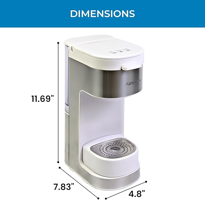 Kenmore Single Serve Coffee Maker – 6–14 Oz Brew Sizes, Compatible with Keurig K‑Cup Pods & Ground Coffee, One Cup Brewer, Travel Mug Friendly, Auto Shut‑Off, Hot & Iced maquina de cafe, White