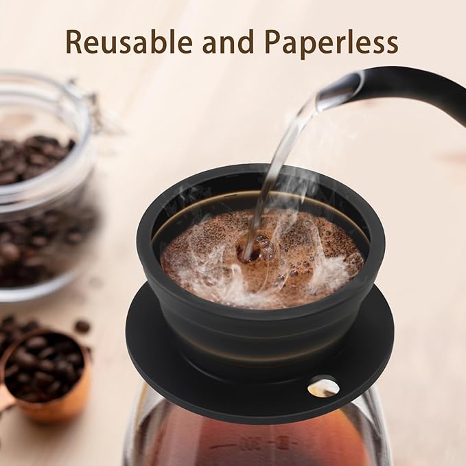 3-Packs Paperless Travel Pour Over Coffee Maker, Collapsible Travel Pour Over Coffee Dripper, Camping Coffee Maker with Reusable Filter
