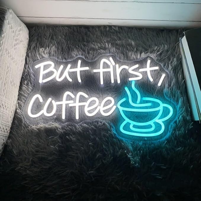 But First Coffee LED Neon Sign Custom Coffee Bar Shop Kitchen Wall Decoration Cafe Neon Light Decor Welcome Open Sign Gift