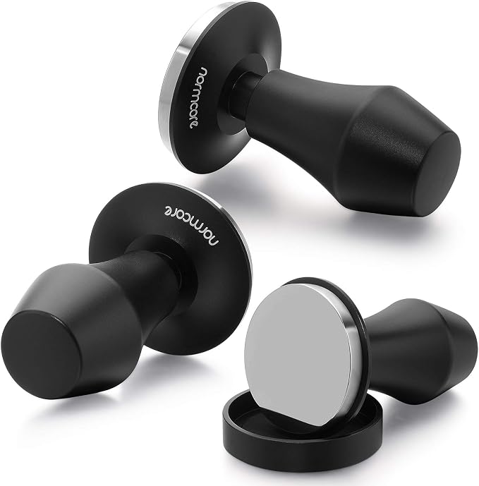Normcore 58.5mm Coffee Tamper V4 - Spring-Loaded Tamper with 15lb / 25lb / 30lbs Replacement Springs - Anodized Aluminum Handle and Stand - Stainless Steel Flat Base,Black - Image 2